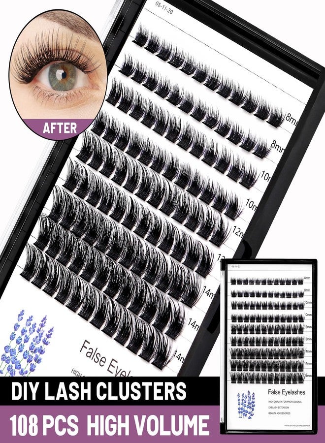 Hannahool Wide Stem Individual False Eyelashes Mixed 8-10-12-14mm/10-12-14-16mm Dramatic Black Soft and Light Thick Base Cluster Lashes D Curl 5D Volume Eye Lashes Extensions (8-10-12-14mm) - Image 4